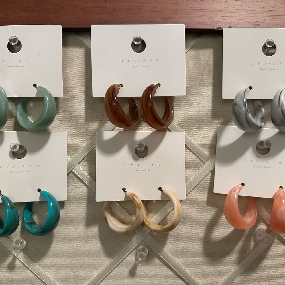 New Women's C Hoop Earrings Set of 6 - Multicolor